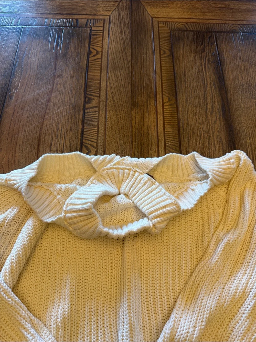 Free People Half Moon Bay Cream Cold-Shoulder Ribbed Turtleneck Sweater